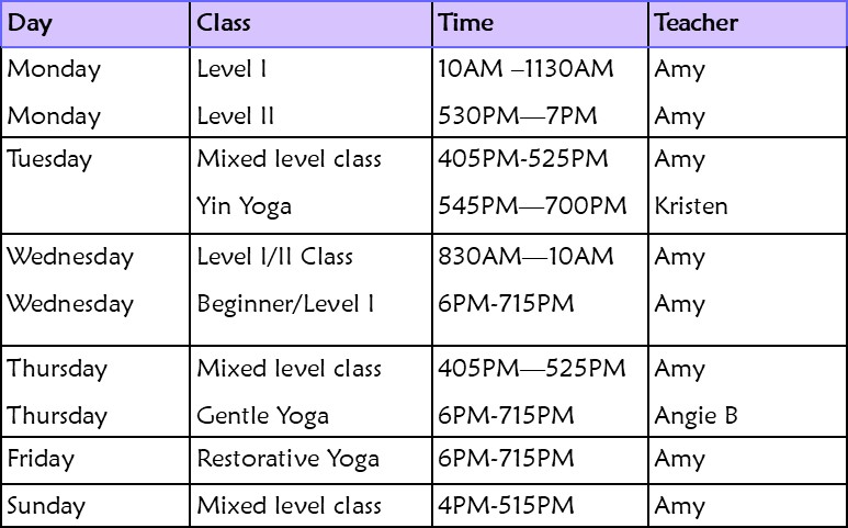 2019 Janaury schedule - Divine Yoga Studio